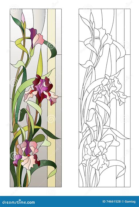 Floral Stained Glass Pattern Stock Vector Illustration Of Backdrop Plant 74661528