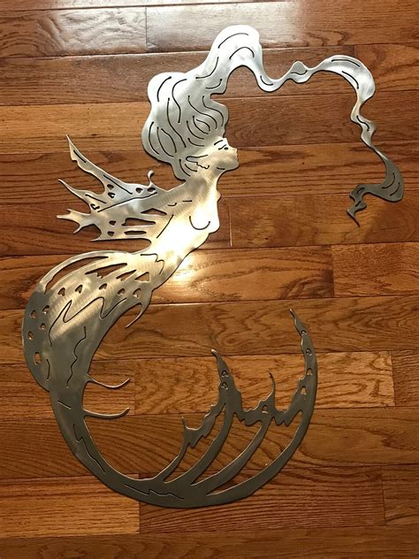 Mermaid Metal Wall Artmetal Wall Decorbeach Decorplasma Cut Etsy