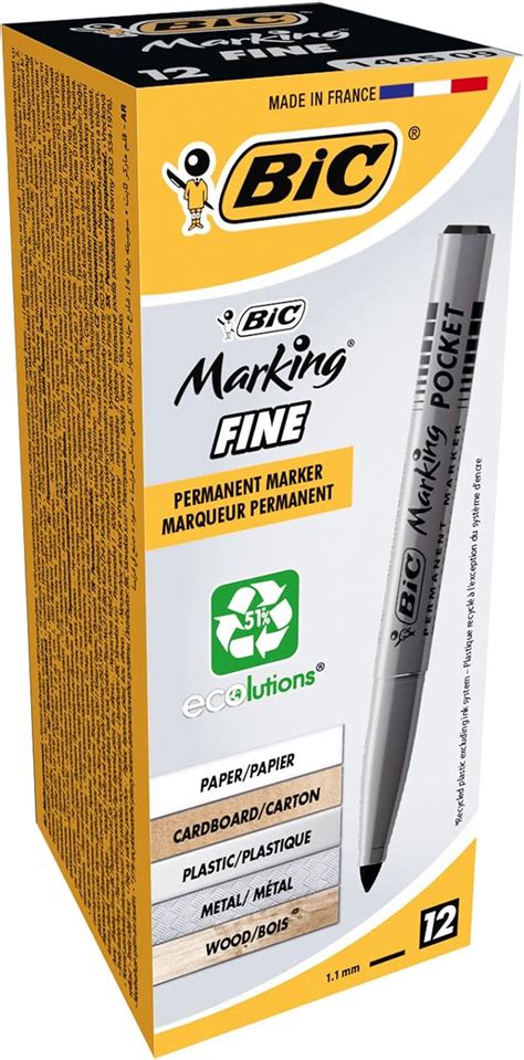 BIC Marking Fine ECOlutions Marqueurs Permanents à Pointe Conique Fine