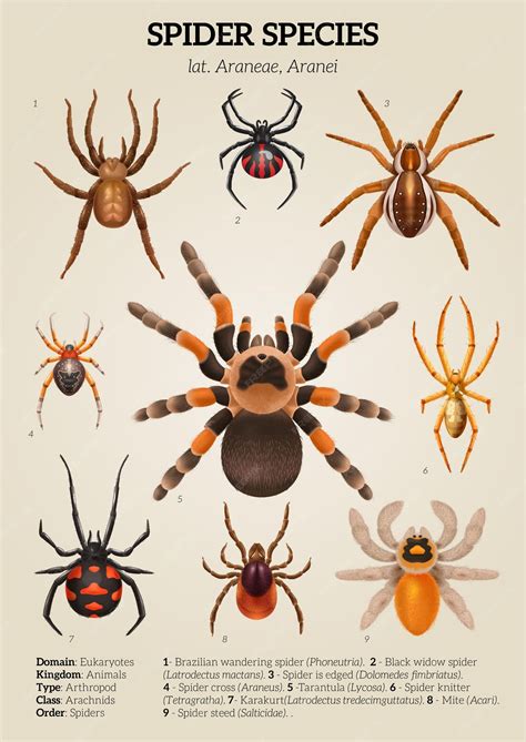 Premium Vector | Realistic spiders diagram colored composition with ...