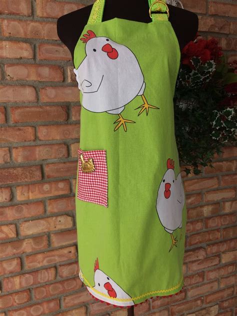 Rooster Chicken Full Womens Apron 1 Upcycled Apron Etsy Womens