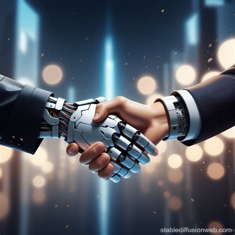 Handshake Between Human and Robot | Stable Diffusion Online