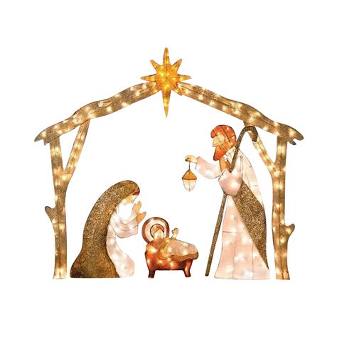 Yachu Christmas Nativity Set Nativity Scene Outdoor With Led Light