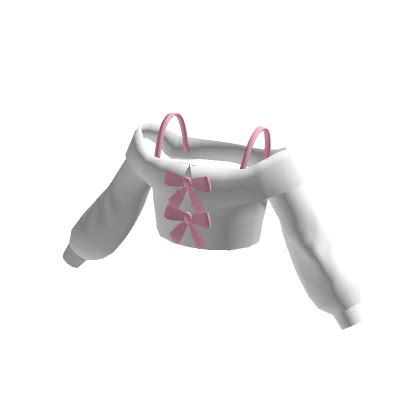 White Oversized Cropped Sweater With Pink Bow Roblox