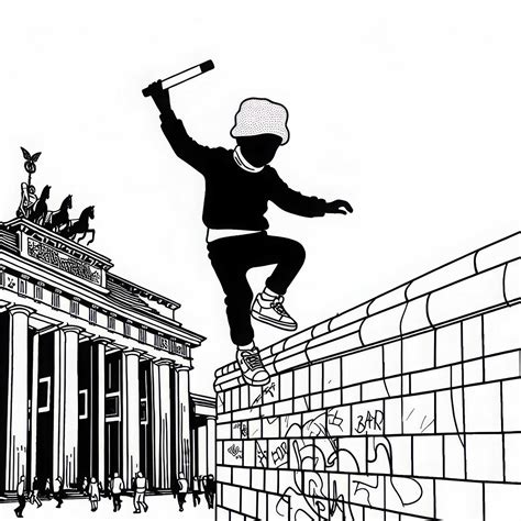 Laps tasakaalustab end East Side Gallery müüril – tasuta värvimisleht