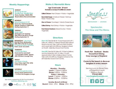 Seaglass Restaurant and Lounge menu in Salisbury, Massachusetts, USA