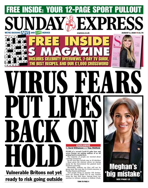 Sunday Express Front Page 2nd Of August 2020 Tomorrows Papers Today