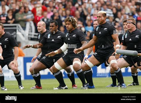 All Blacks Rugby Team From New Zealand Performing The Ritual Haka