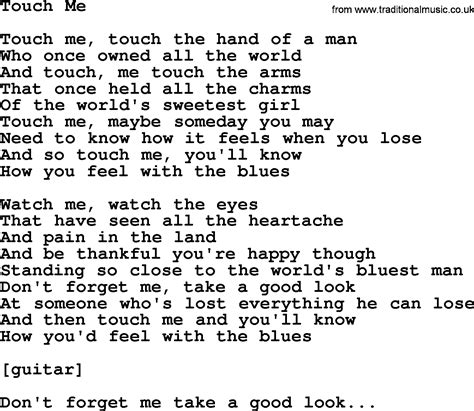 Willie Nelson song: Touch Me, lyrics