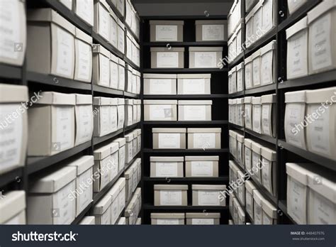 Storage Archive Depository Room Black Shelves Stock Photo Edit Now