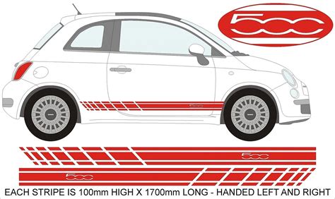 For 1Set/2pcs Fiat 500 Side Stripe Decals Fiat 500 Type B Car styling ...