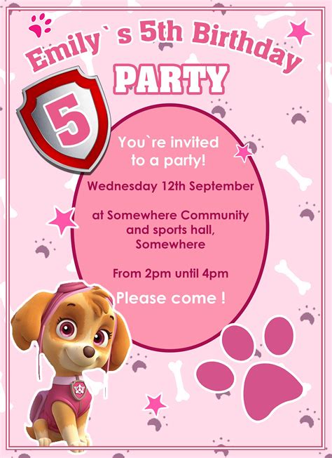 Paw Patrol Skye Birthday Invitations Free Printable Printable Online