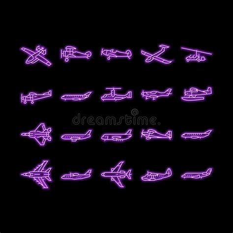 Airplane Aircraft Plane Travel Neon Glow Icon Illustration Stock Vector