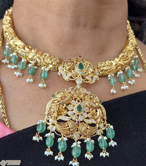 K Gold In Detachable Peacock Kante Necklace With Cz Ruby