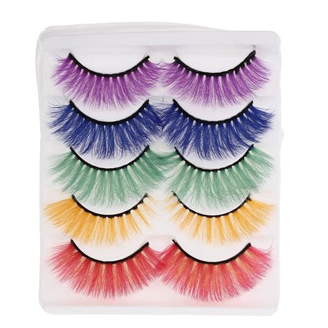 5Pairs Colorful Fake Eyelashes Creative Halloween Eyelashes Cosplay ...