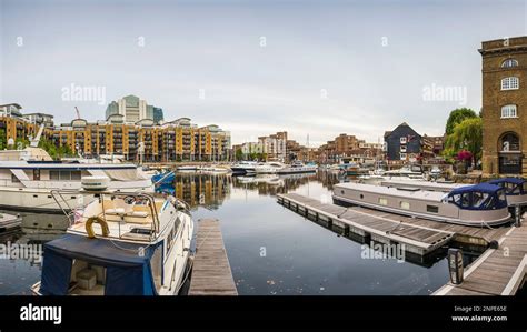 Boats In St Katharine Docks Marina In The Heart Of London Stock Photo