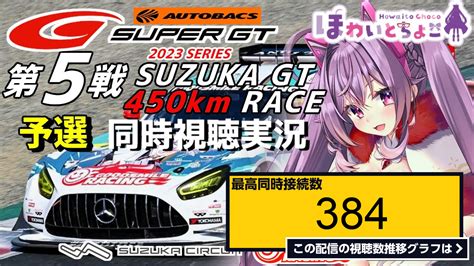 ライブ同時接続数グラフ『【live】super Gt 2023 第5戦 鈴鹿450km予選 同時視聴 実況 Gsr個人スポンサー【ほわいと ちょこ Vtuber】 』 Livechart