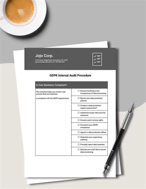 Free GDPR Internal Audit Procedure Template In Word Google Docs