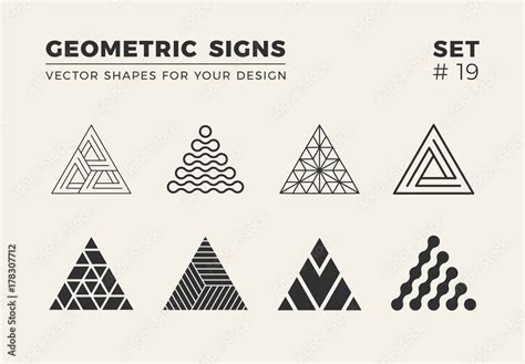 Set of eight minimalistic shapes. Stylish vector logo emblems for Your ...