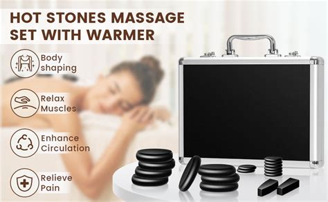 Hprampi 18pcs Hot Rocks Massage Stones With Heater Kit