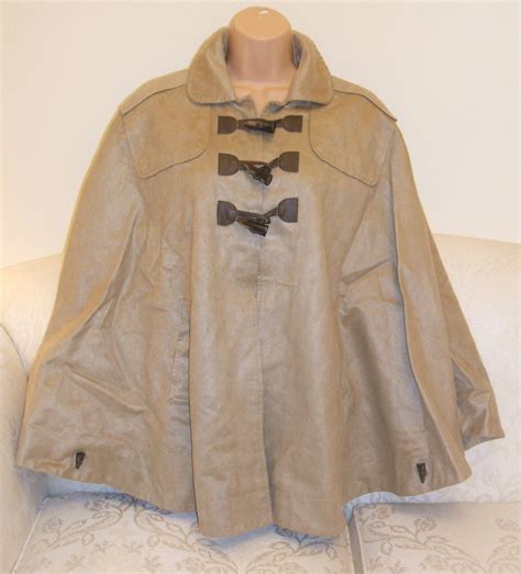 Primark Size Uk 8 Beige Faux Suede Cape Jacket Coat Mac Fully Lined