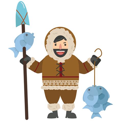 Eskimo man Cartoon Fisherman vector 6686209 Vector Art at Vecteezy