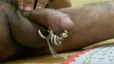 Just Teasing My 8mm Pierced Cock Chained To Multiple Piercings And Chain For You Gay Porn