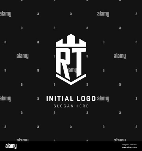 Rt Monogram Logo Initial With Crown And Shield Guard Shape Style Vector