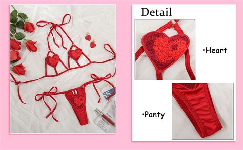 Amazon Jasmygirls Women Sexy Valentines Day Lingerie Set Red