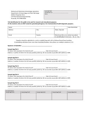 Fillable Online Tick Intake Form Fax Email Print Pdffiller