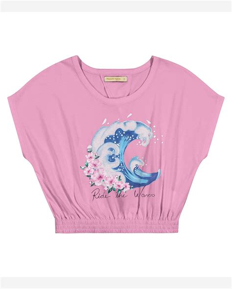 Riachuelo Blusa Infantil Feminina Ondas Trick Nick Rosa