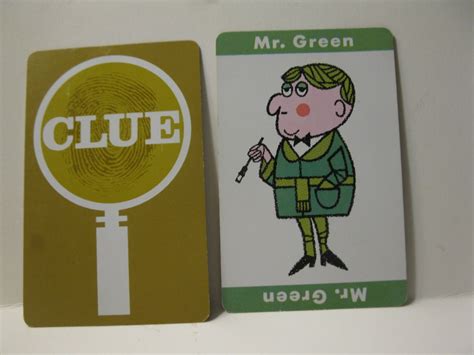 1950 Clue Board Game Piece: Mr. Green Suspect Card