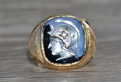 The Satsuma Men S Yellow Gold Hematite Intaglio And Diamond Ring