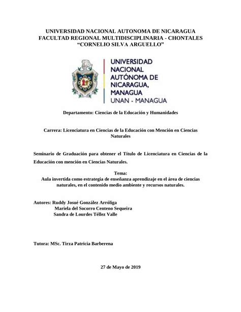 Pdf Universidad Nacional Autonoma De Nicaragua Aprendizaje De