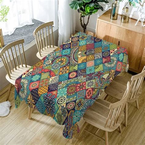 Nappe Rectangulaire Imperm Able De Style Boh Me Motif G Om Trique Nappe