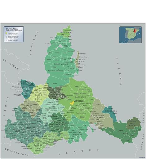 Biggest Municipalities Zaragoza Map From Spain Wall Maps Of The World