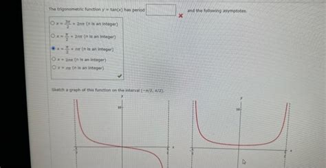 Solved The trigonometric function y=tan(x) has period and | Chegg.com