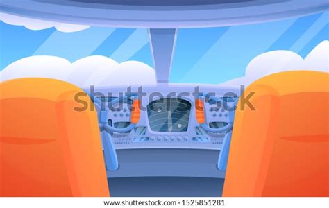 Cartoon Interior Flying Airplane Cockpit Vector Stock Vector Royalty