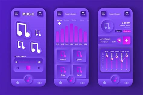 Premium Vector Set Of Ui Ux Gui Screens Music App Flat