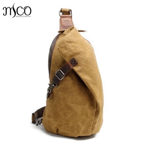 Mco 2018 Vintage Waxed Canvas Mens Crossbody Sling Bag Waterproof Military Travel Chest Bags For