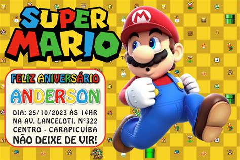 Convite Digital Super Mario Bros Elo Produtos Especiais