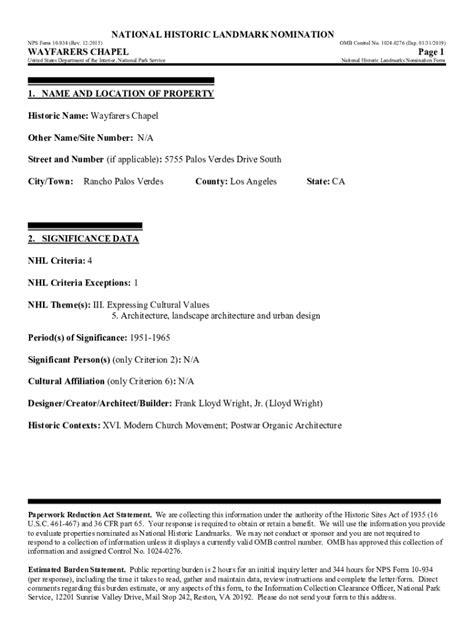 Fillable Online National Historic Landmark Nomination Form Fax Email