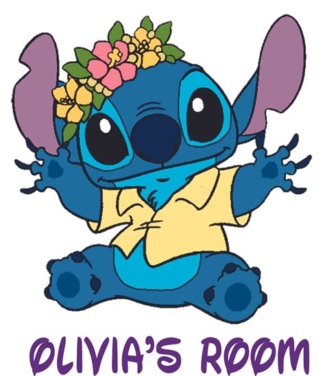 Lilo Stitch Floral Head Cartoon Customized Wall Decal Custom Vinyl