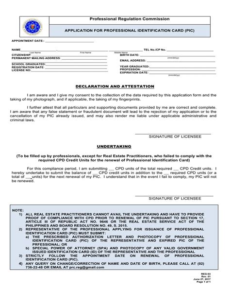 Prc Id Application Form Identity Document Official Documents