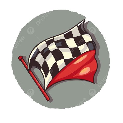 Checkered Flag Cartoon On Gray Background Vector Illustration Clipart Sticker Design With