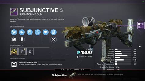 Destiny 2 Subjunctive God Roll Best Pvp And Pve Perks