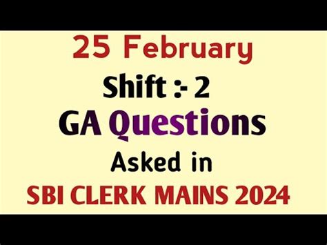 Shift Ga Questions Asked In Sbi Clerk Mains Youtube