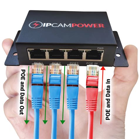 POE Powered 3 Port Switch & Network Cat5 Cat6 Midspan Cable Range Exte ...