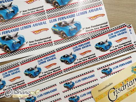 113 Etiquetas Escolares Adesivas Tema Hot Wheels Produtos Elo7