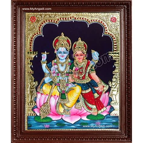 Vishnu And Lakshmi Tanjore Painting